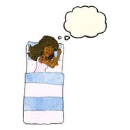 cartoon sleeping woman with thought bubble N3