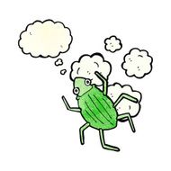 cartoon bug with thought bubble N16
