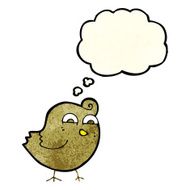 cartoon funny bird with thought bubble N4