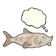 cartoon fish with thought bubble N30
