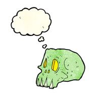 cartoon spooky skull with thought bubble N53