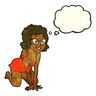 cartoon funny sexy woman with thought bubble N4