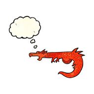 cartoon medieval dragon with thought bubble N4