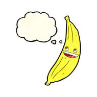 cartoon happy banana with thought bubble
