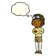 cartoon woman with crossed arms and safety goggles thought N4