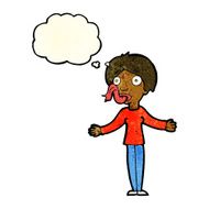 cartoon woman telling lies with thought bubble N4