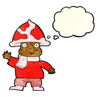 cartoon mushroom man with thought bubble N4