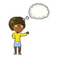cartoon waving woman with thought bubble N57