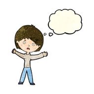 cartoon worried woman with thought bubble N29