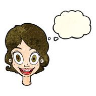 cartoon happy woman with thought bubble N98