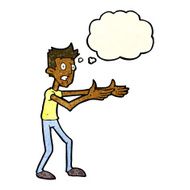 cartoon man desperately explaining with thought bubble N4