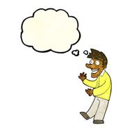cartoon excited man with thought bubble N26