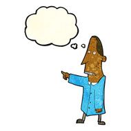 cartoon ugly man pointing with thought bubble N4