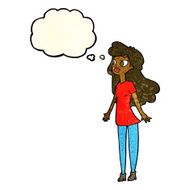 cartoon pretty girl with thought bubble N38