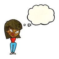 cartoon confused woman with thought bubble N32