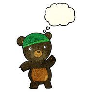 cute cartoon black bear with thought bubble N18