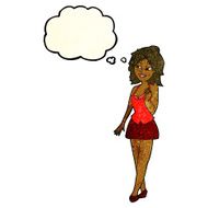 cartoon attractive office woman with thought bubble N4