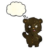 cute cartoon black bear with thought bubble N19