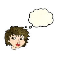 cartoon surprised woman with thought bubble N93
