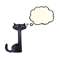 cartoon black cat with thought bubble N13