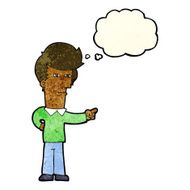 cartoon man pointing with thought bubble N71