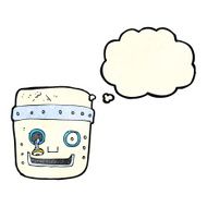cartoon robot head with thought bubble N19