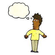 cartoon surprised man with thought bubble N50