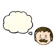 cartoon man with mustache thought bubble N32