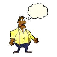 cartoon shocked man with thought bubble N41