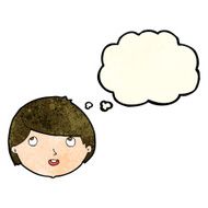 cartoon happy face with thought bubble N20