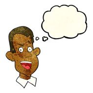 cartoon male face with thought bubble N8