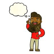 cartoon happy bearded man with idea thought bubble N3