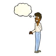 cartoon worried man with thought bubble N34