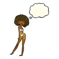 cartoon woman in bikini with thought bubble N21