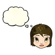 cartoon female face with thought bubble N57