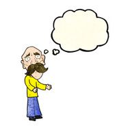 cartoon lonely old man with thought bubble N4