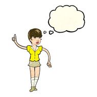 cartoon pretty girl asking question with thought bubble N2