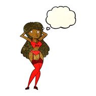 cartoon woman in lingerie with thought bubble N17
