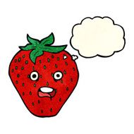cartoon strawberry with thought bubble N12