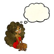 cartoon pretty woman with thought bubble N104