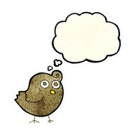 funny cartoon bird with thought bubble N47