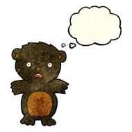 frightened black bear cartoon with thought bubble N2