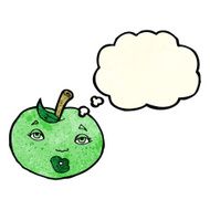 cartoon apple with face thought bubble N6