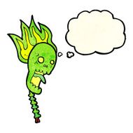 spooky cartoon skull with thought bubble N2