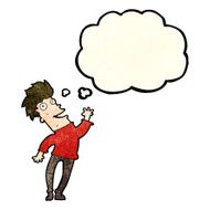 cartoon happy man with thought bubble N171