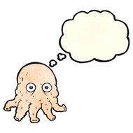 cartoon alien squid face with thought bubble N11