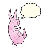 cue cartoon rabbit with thought bubble N4