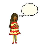 cartoon surprised girl with thought bubble N8