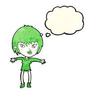 cartoon vampire girl with thought bubble N88