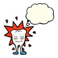 cartoon happy tooth with thought bubble N14